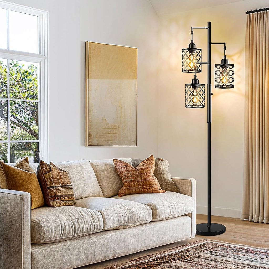 Black Cage Dimmable Farmhouse Floor Lamp