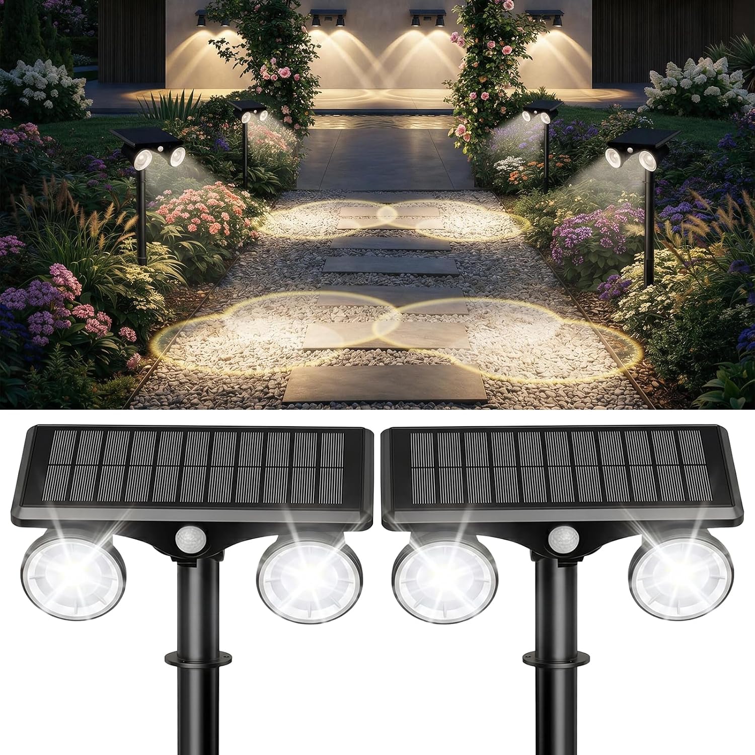 Motion Sensor Dual Head Solar Lights