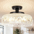 Black Globe Glass 3-Light Ceiling Light