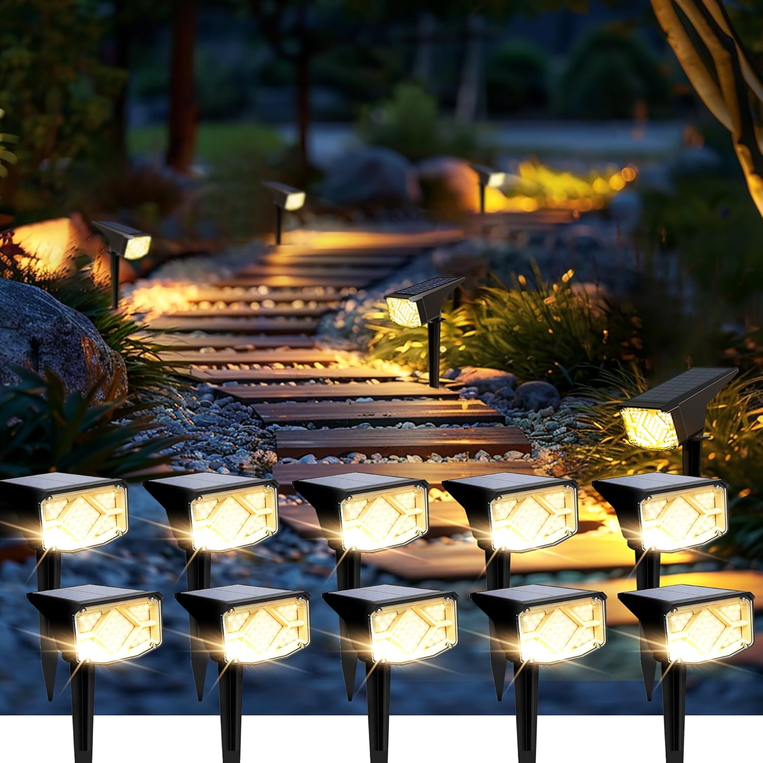 Compact Warm Solar Garden Spotlights