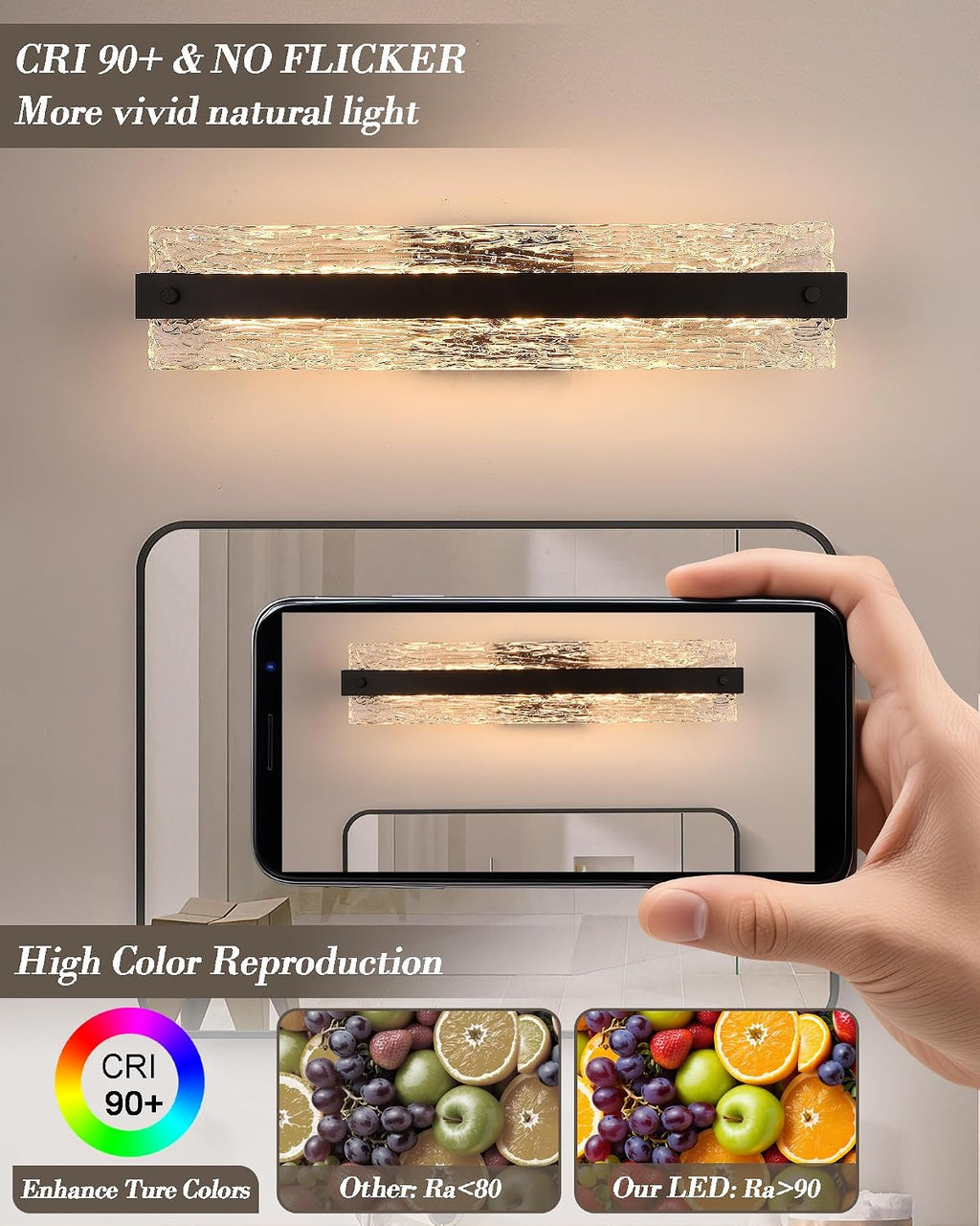 Modern Crystal Dimmable Vanity Wall Light