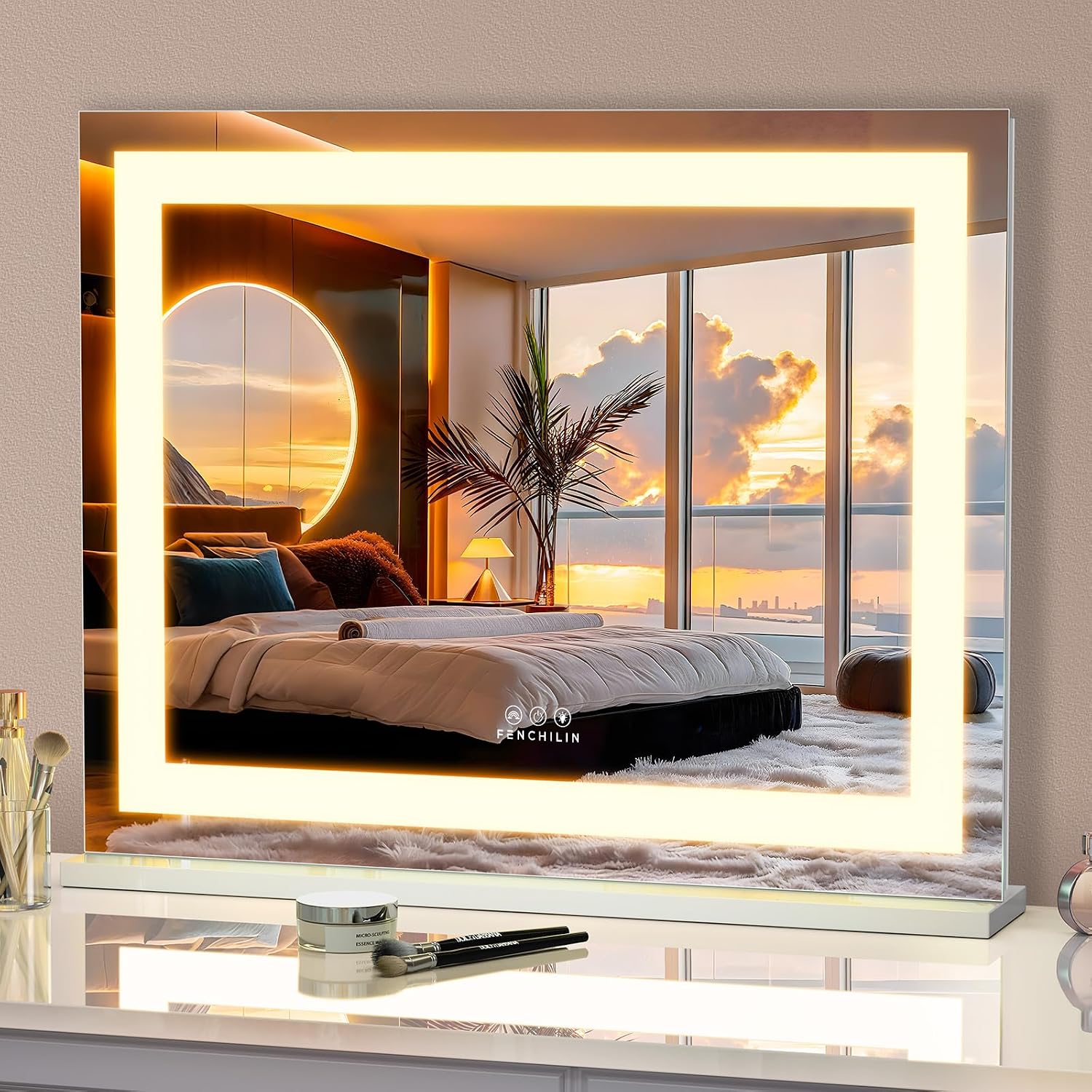 White LED Makeup Vanity Mirror 23×18 Inch