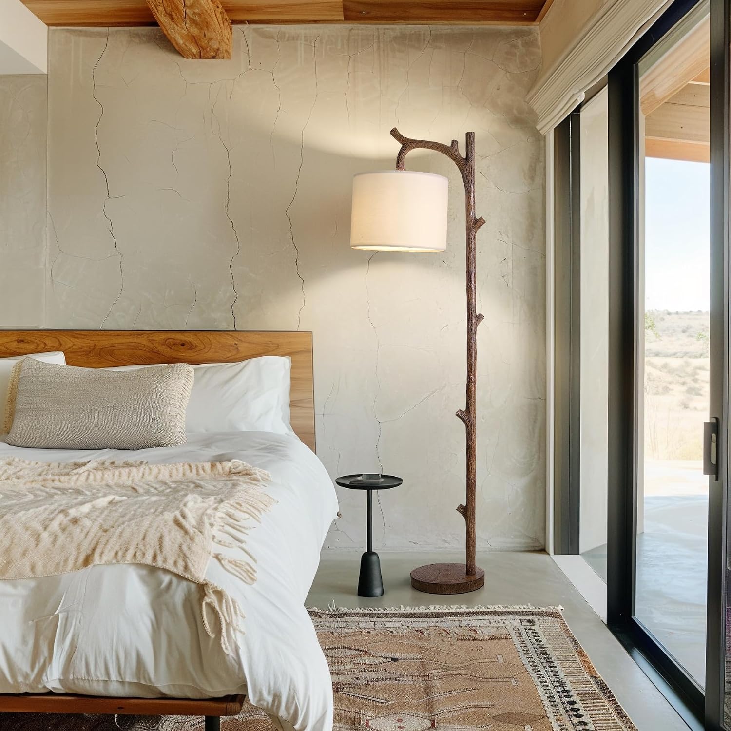Brown Wood Retro Tree Floor Lamp