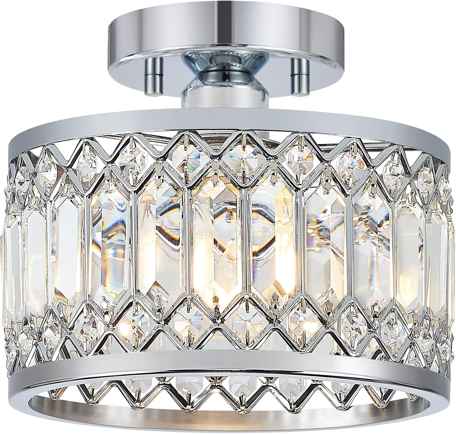 9 Inch Chrome Crystal Ceiling Light