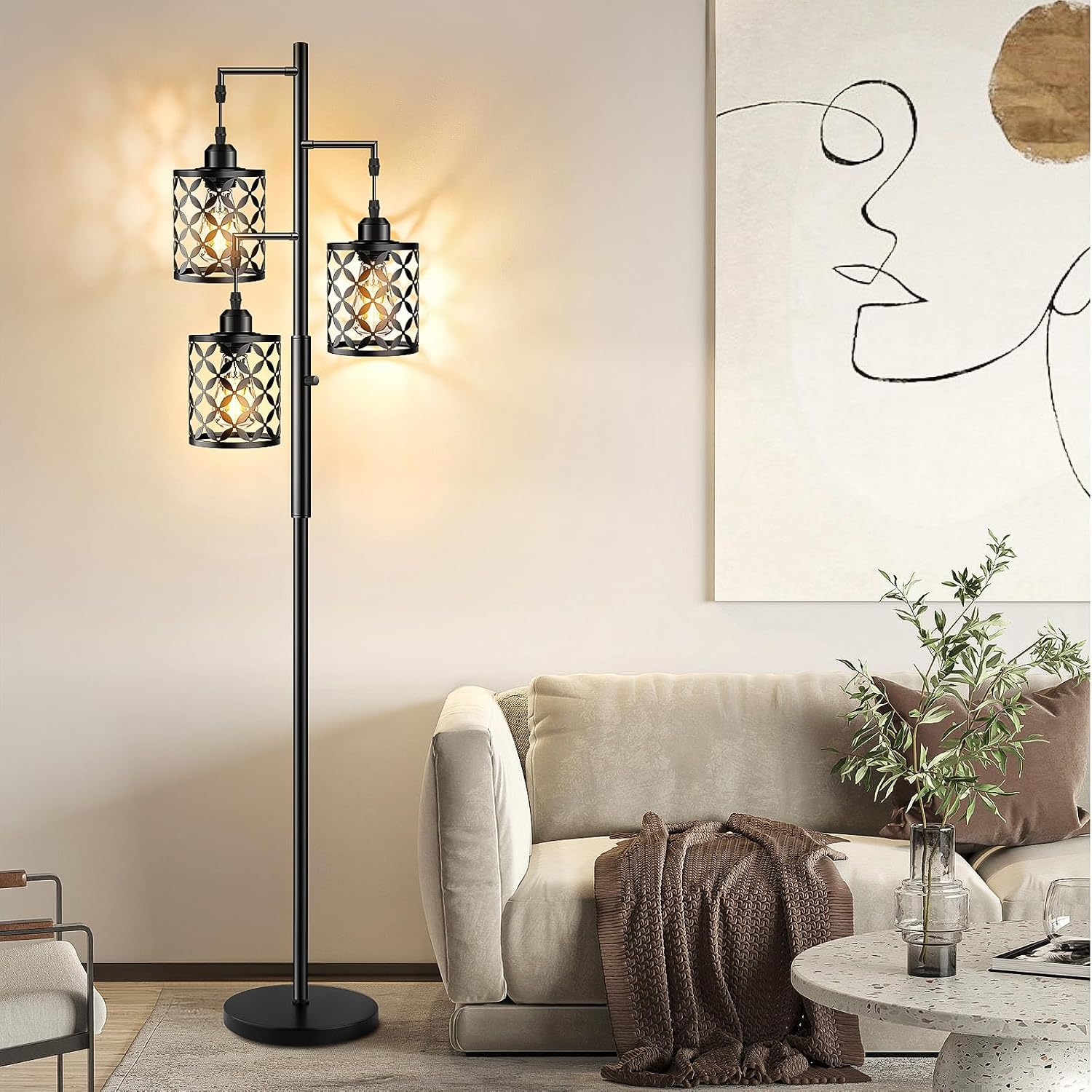 Black Cage Dimmable Farmhouse Floor Lamp