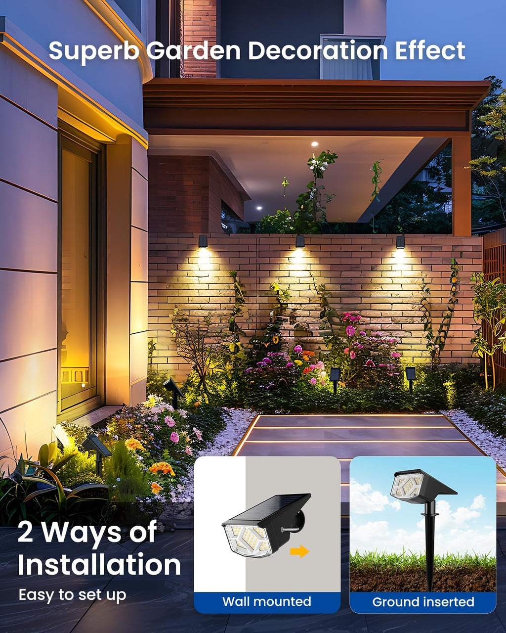 Compact Warm Solar Garden Spotlights