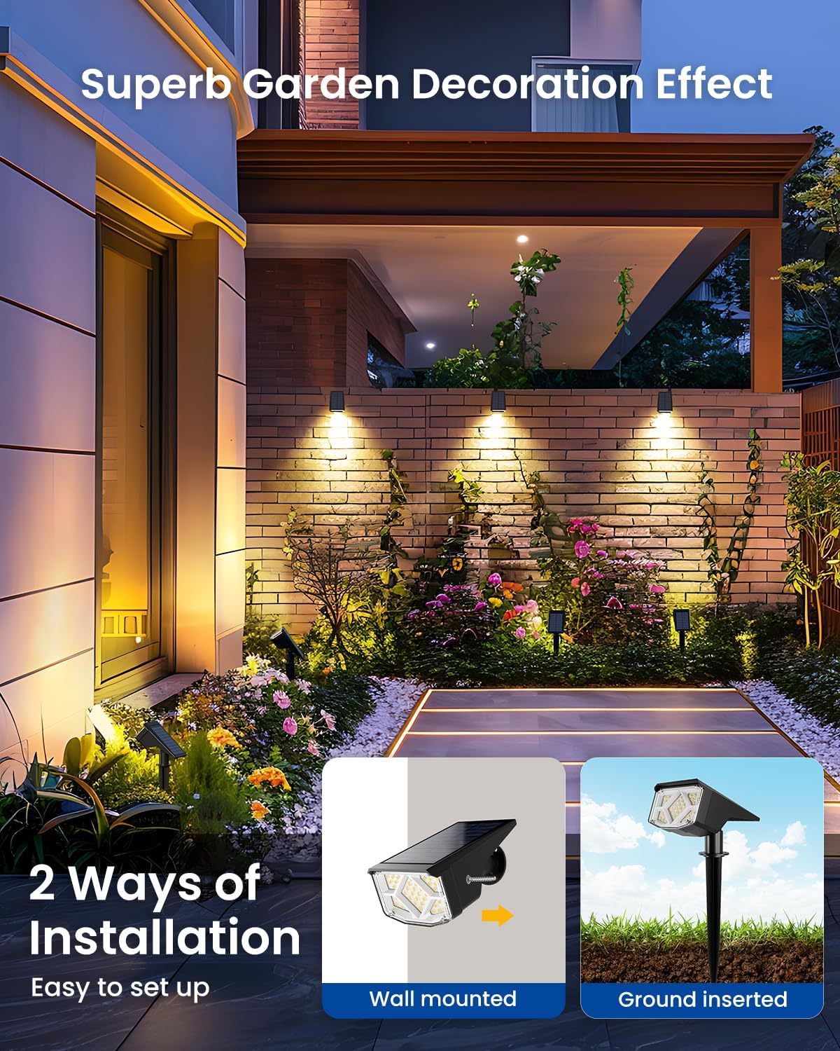 Compact Warm Solar Garden Spotlights