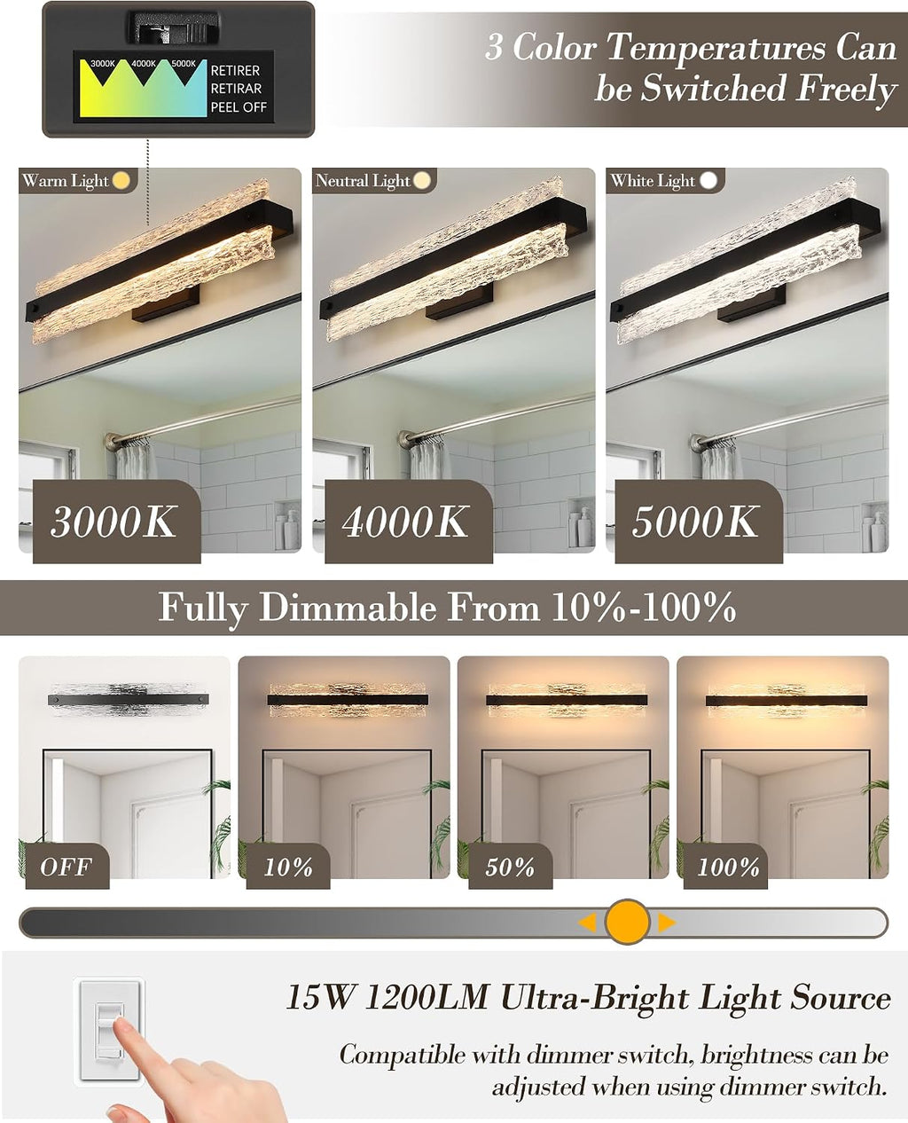 Modern Crystal Dimmable Vanity Wall Light