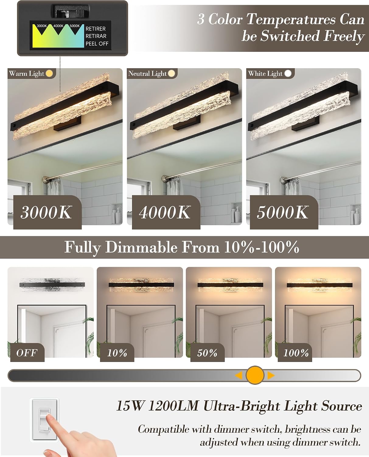 Modern Crystal Dimmable Vanity Wall Light