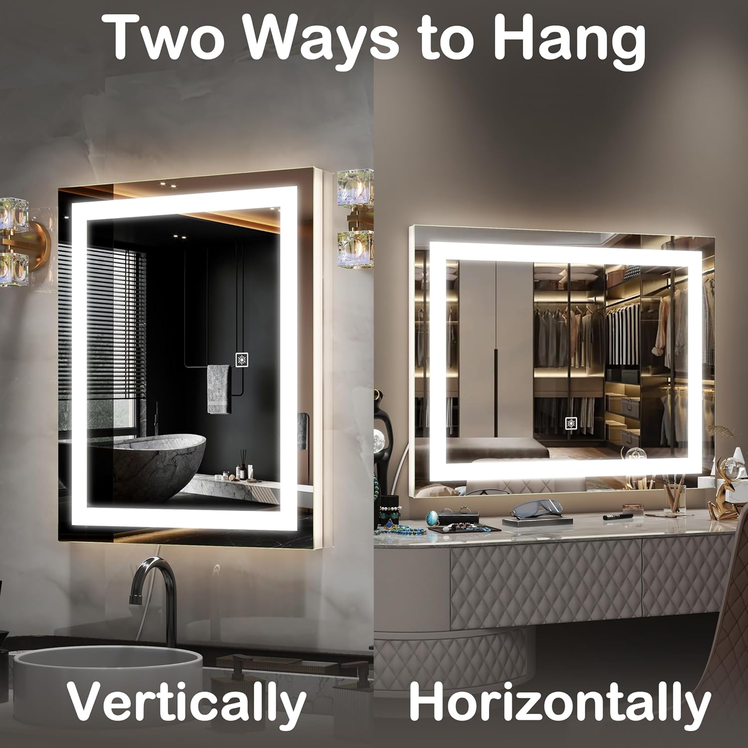 20×23 Inch Square Lighted Makeup Mirror
