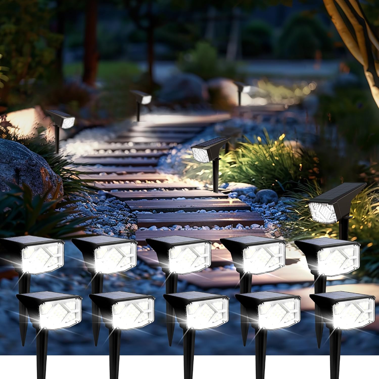 Compact Warm Solar Garden Spotlights