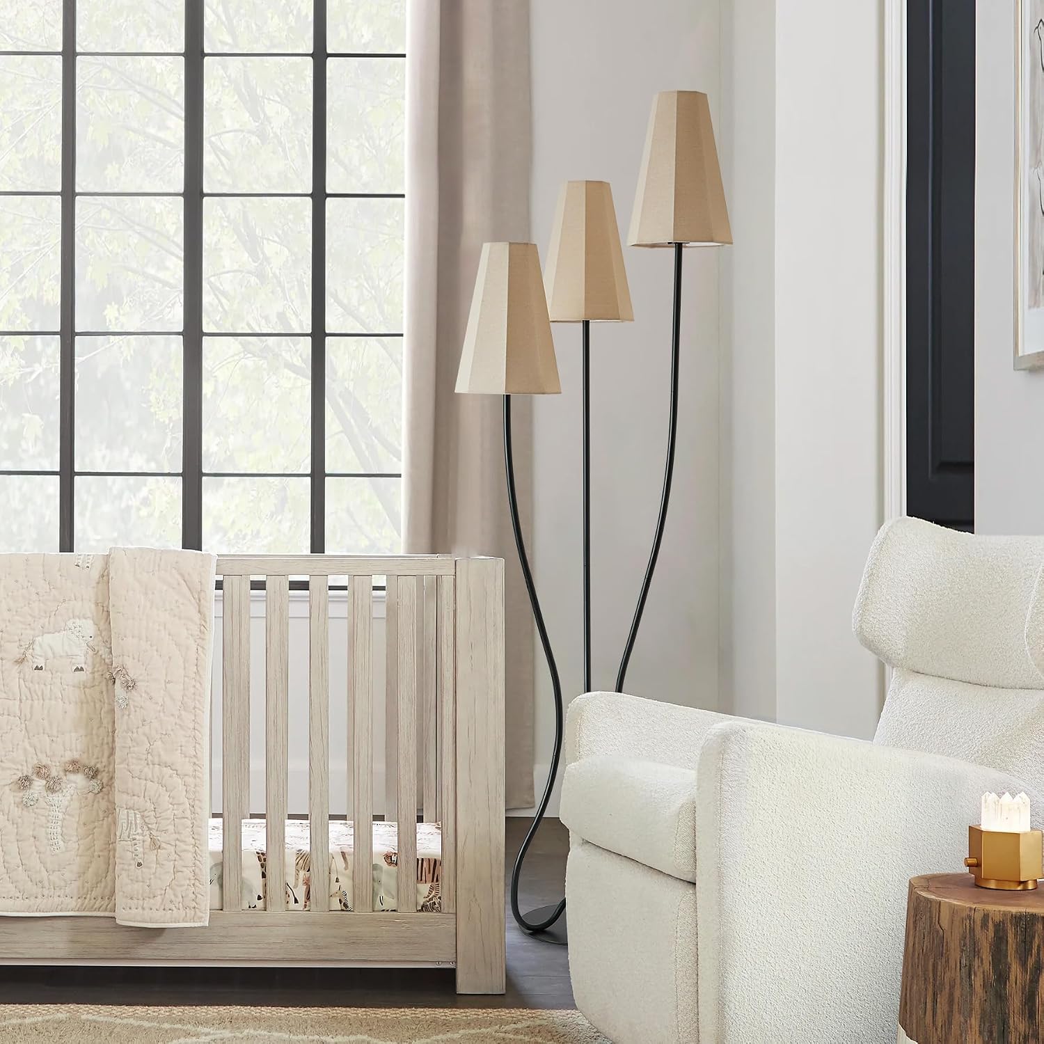 Curved Base 3-Light Vintage Floor Lamp