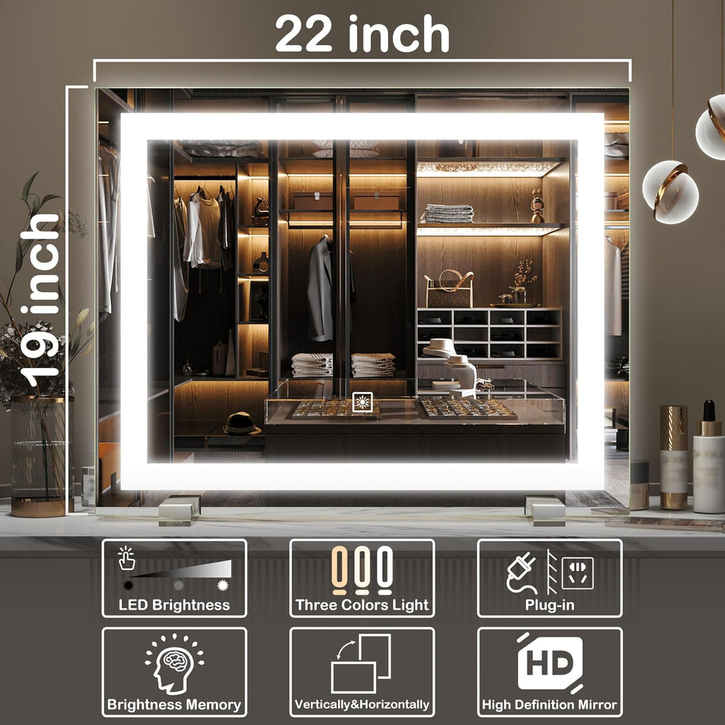 20×23 Inch Square Lighted Makeup Mirror