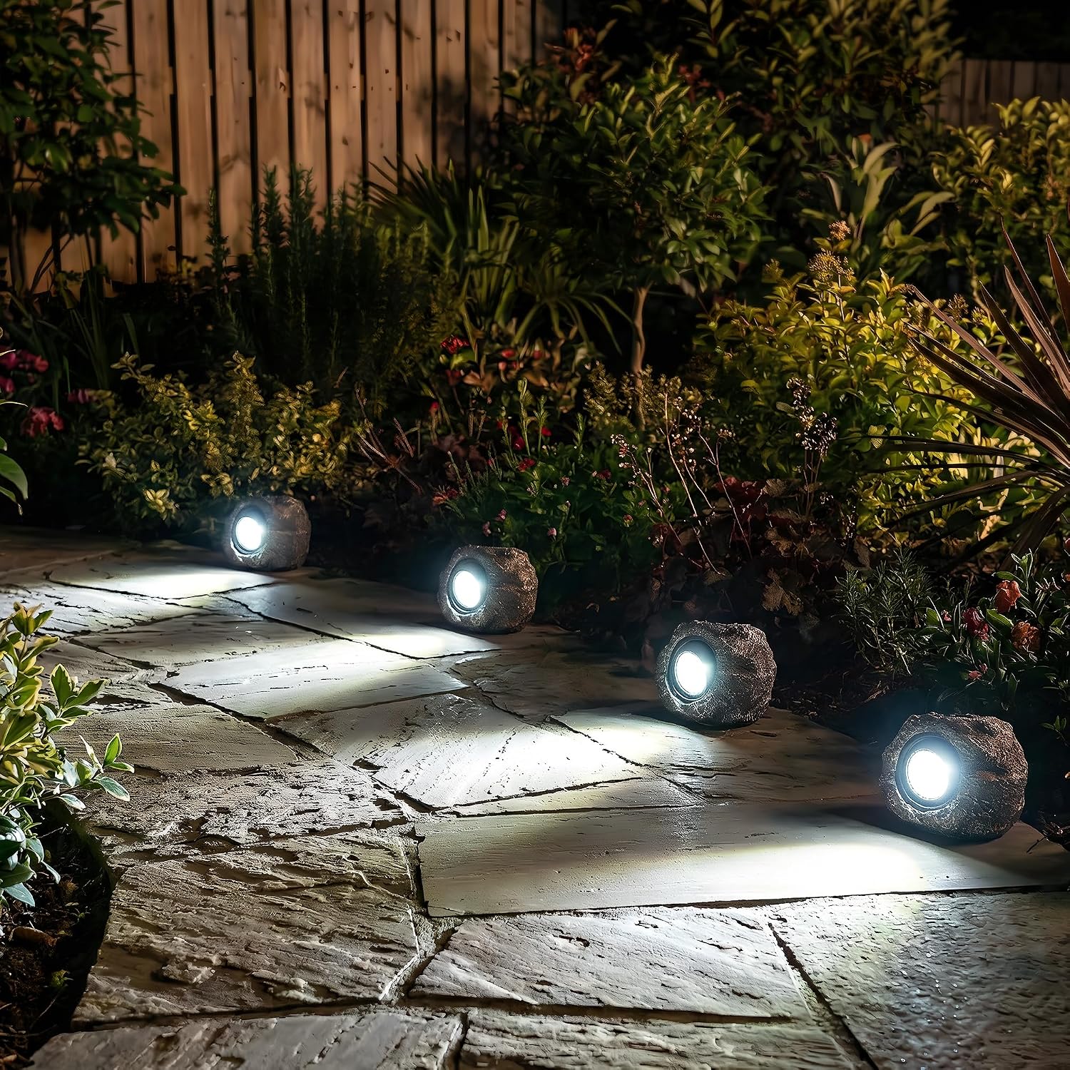 Solar Stone Outdoor Garden Path Lights