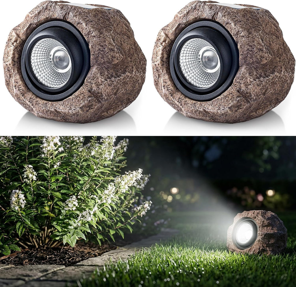 Solar Stone Outdoor Garden Path Lights