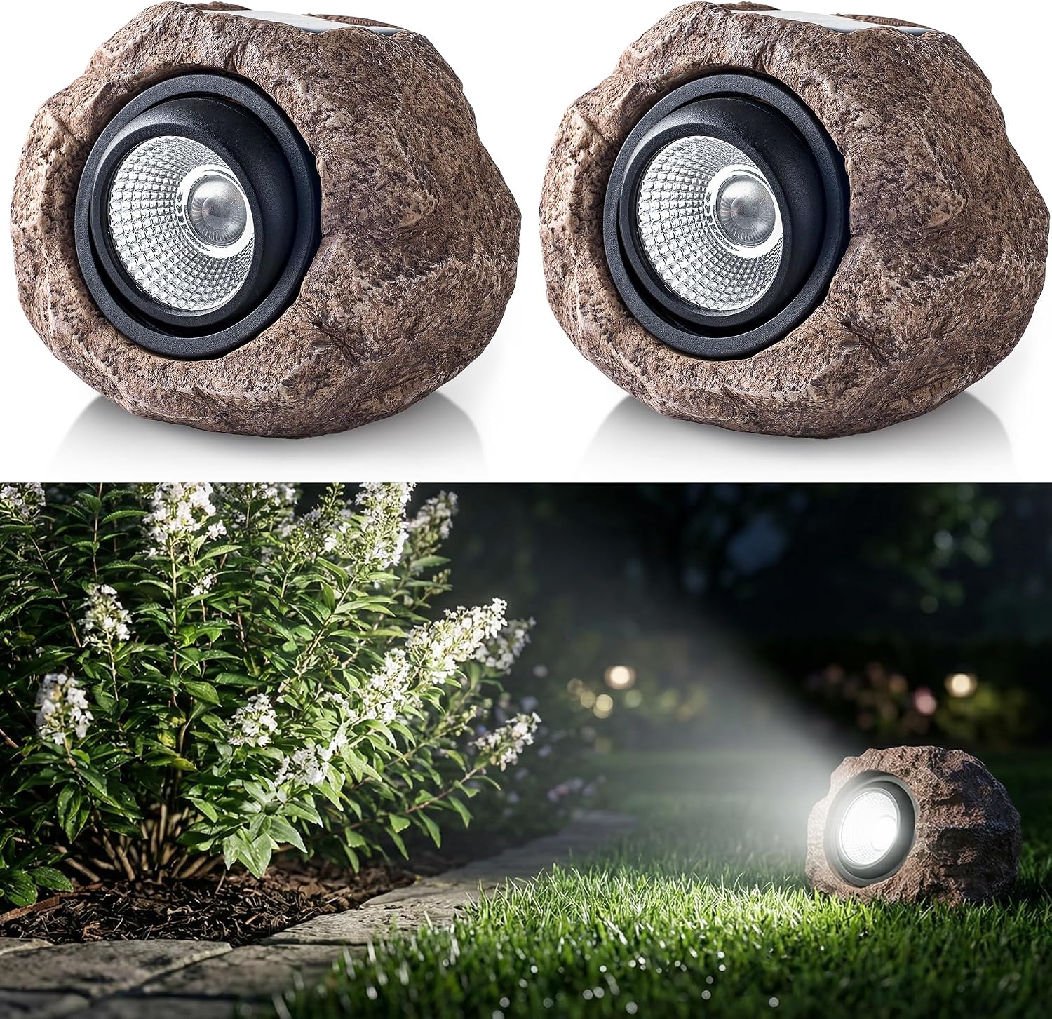 Solar Stone Outdoor Garden Path Lights